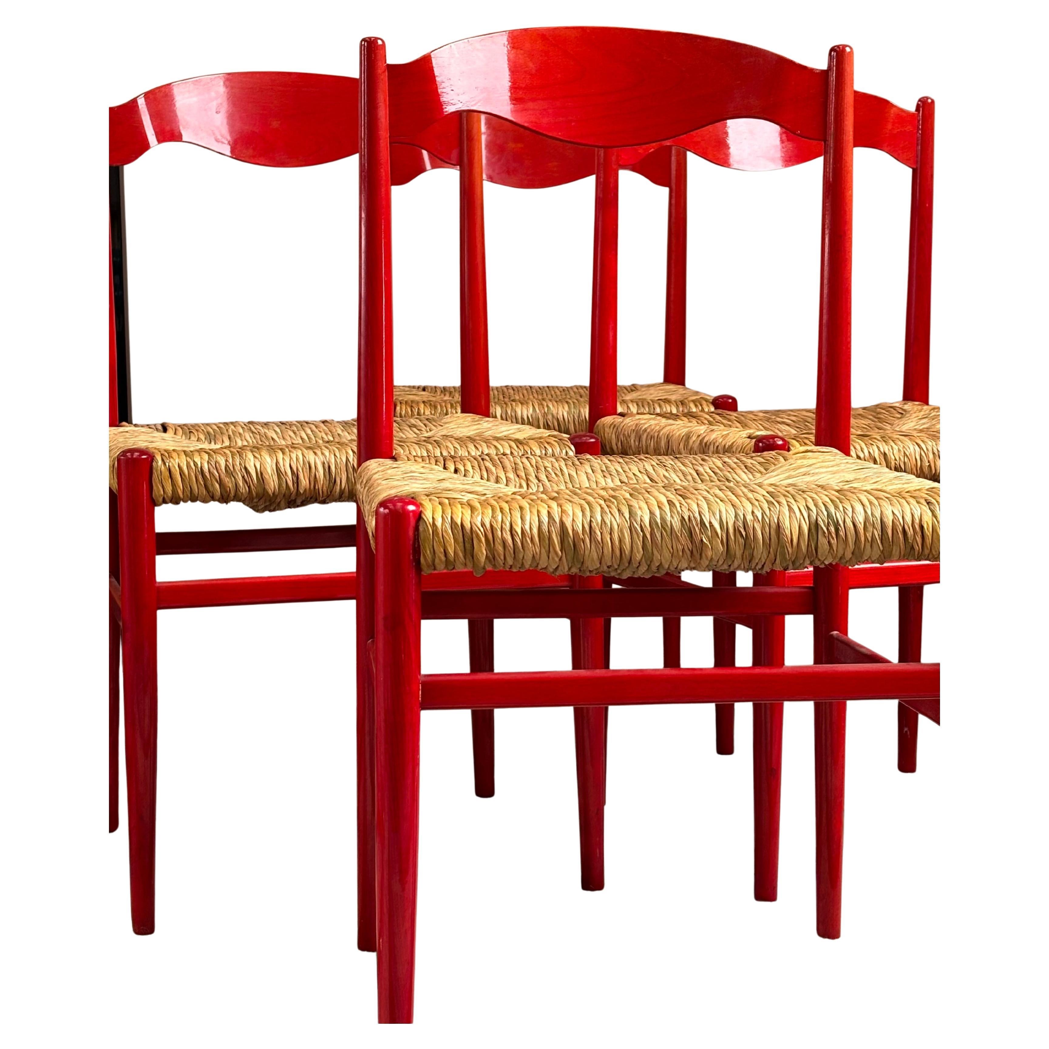 1970s Italian 4 red dining chairs