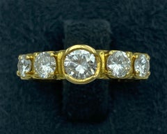 1970er Jahre italienischer Verlobungsring mit 5 Diamanten