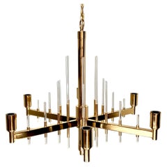 1970s Italian 6 Arm Ceiling Pendant Chandelier by Gaetano Sciolari