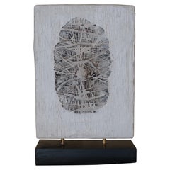 1970
s Italian Abstract Sculpture, Cord and White Plaster on Black Wood Base 1970
s Italian Abstract Sculpture, Cord and White Plaster on Black Wood Base