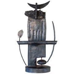 1970s Italian Abstract Steel Sculpture Brutalist Style