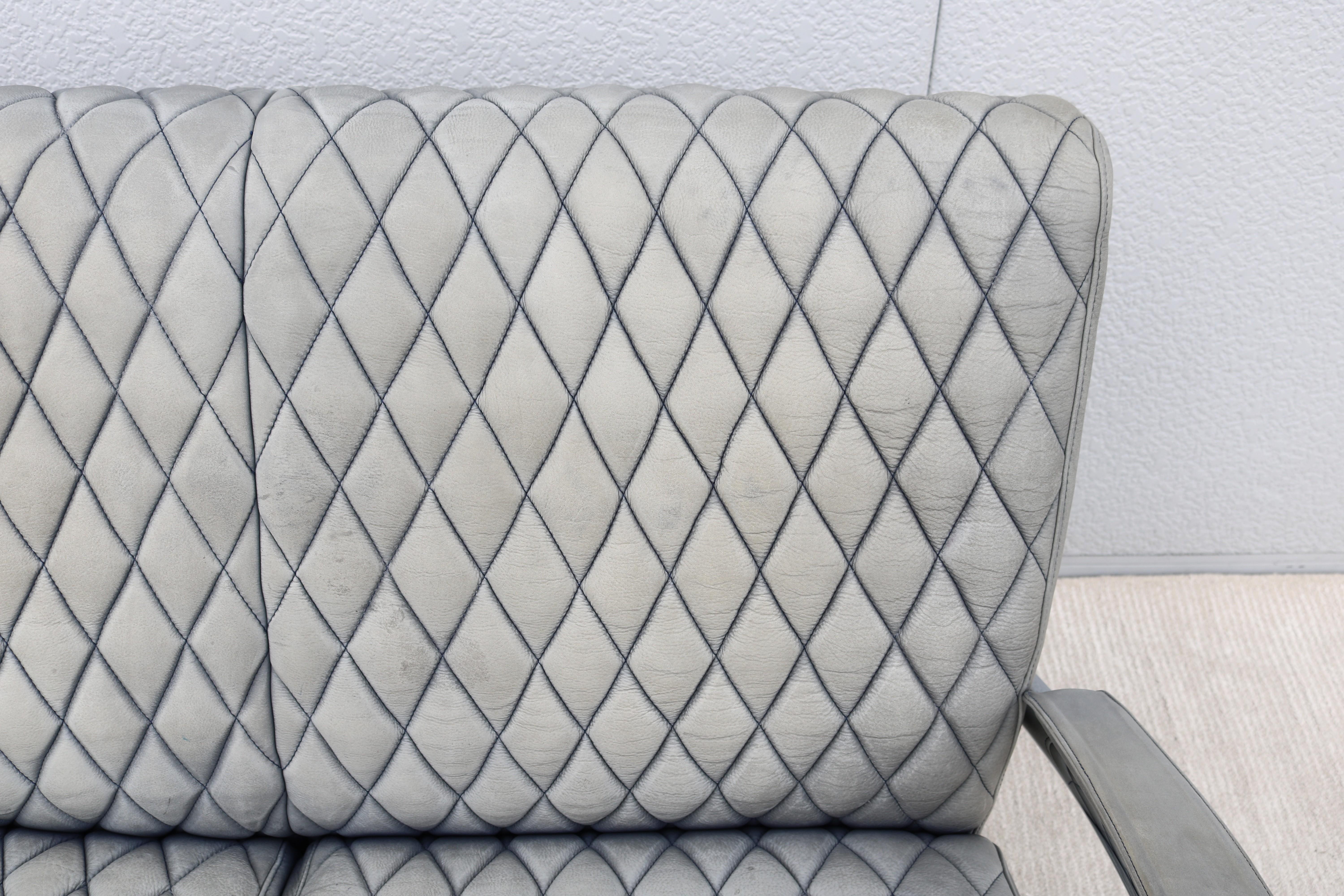 1970s Italian Accademia Leather and Chrome Loveseat or Two-Seat Sofa by Molinari For Sale 10