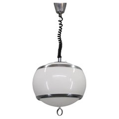 Lampada a sospensione regolabile in plastica e cromo degli anni '70 - Space Age Modern