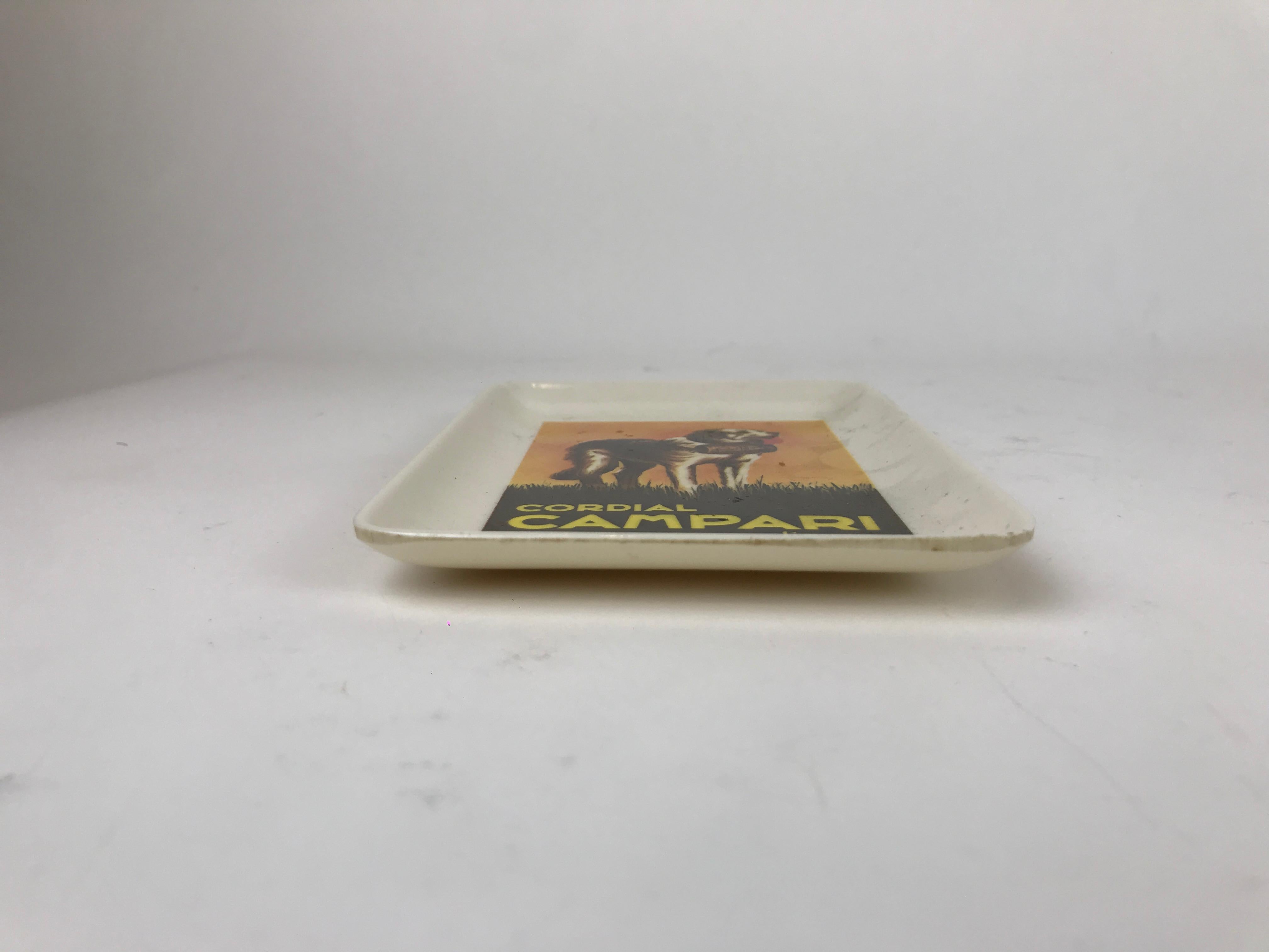 Mid-Century Modern 1970s Italian Advertising Cordinal Campari Liquor Little Plastic Tray For Sale