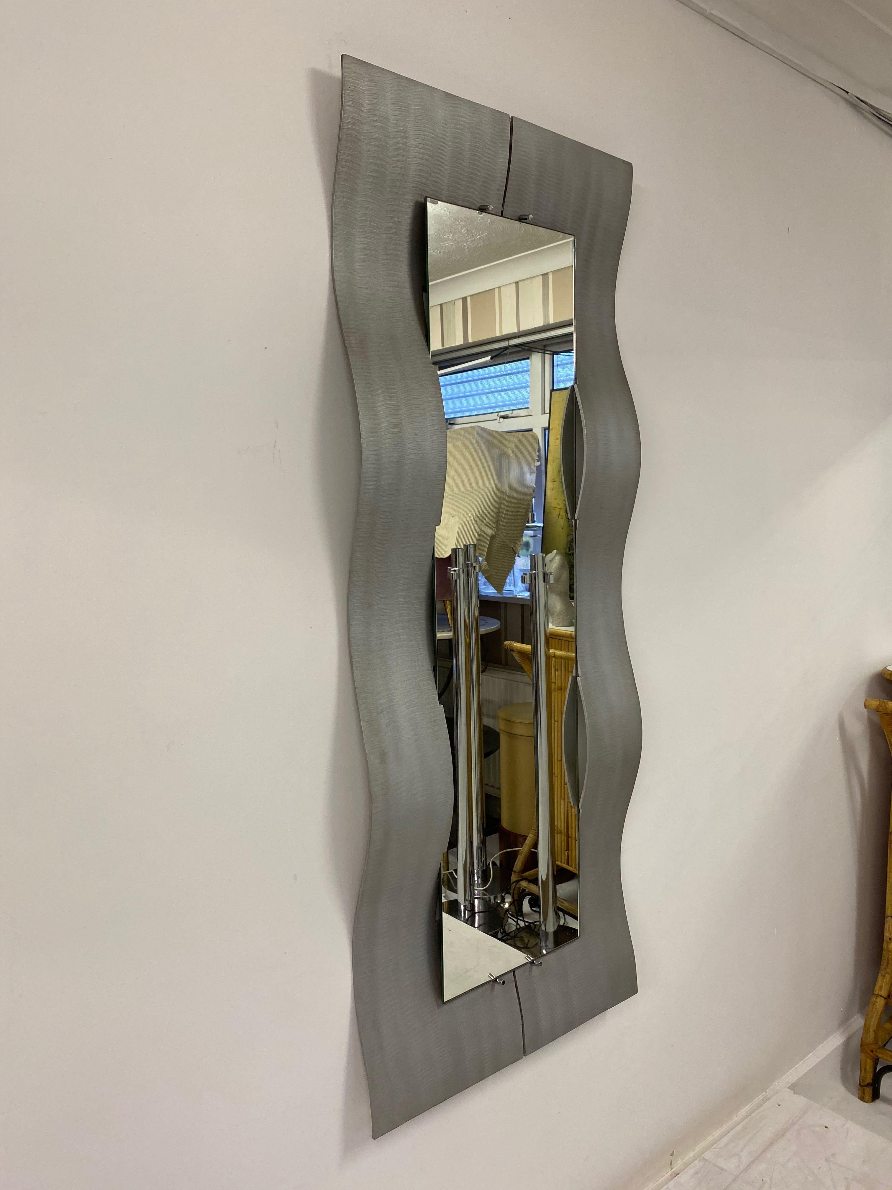 1970s Italian Aluminium Mirror by Lorenzo Burchiellaro For Sale 3