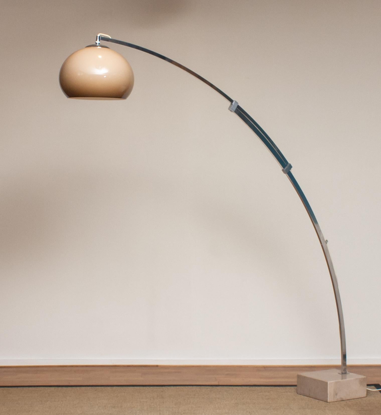 Mid-Century Modern 1970's Italian Aluminum Arc Floor Lamp by Harvey Guzzini