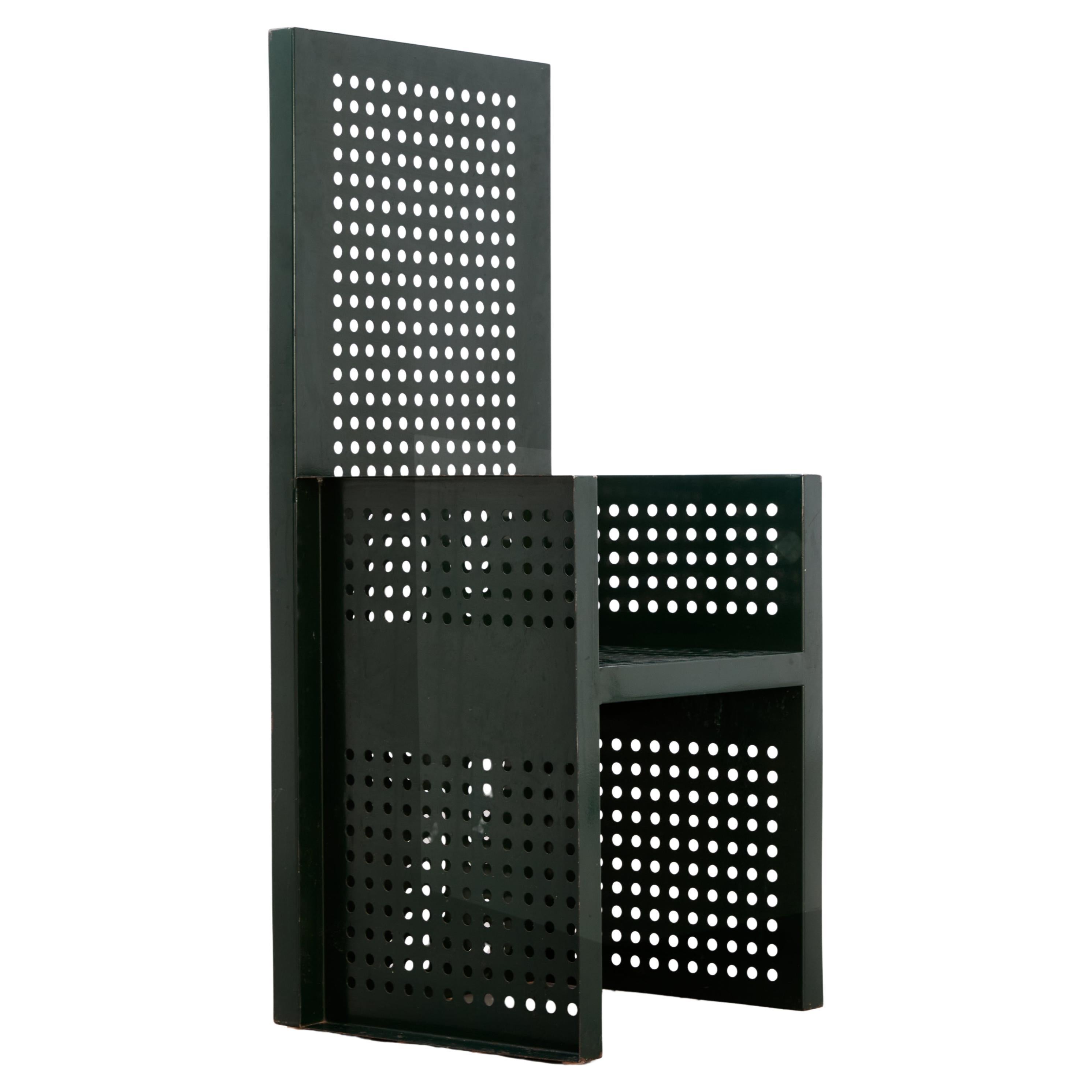 1970s Italian Architectural Perforated Steel Chair by Urano Palma For Sale