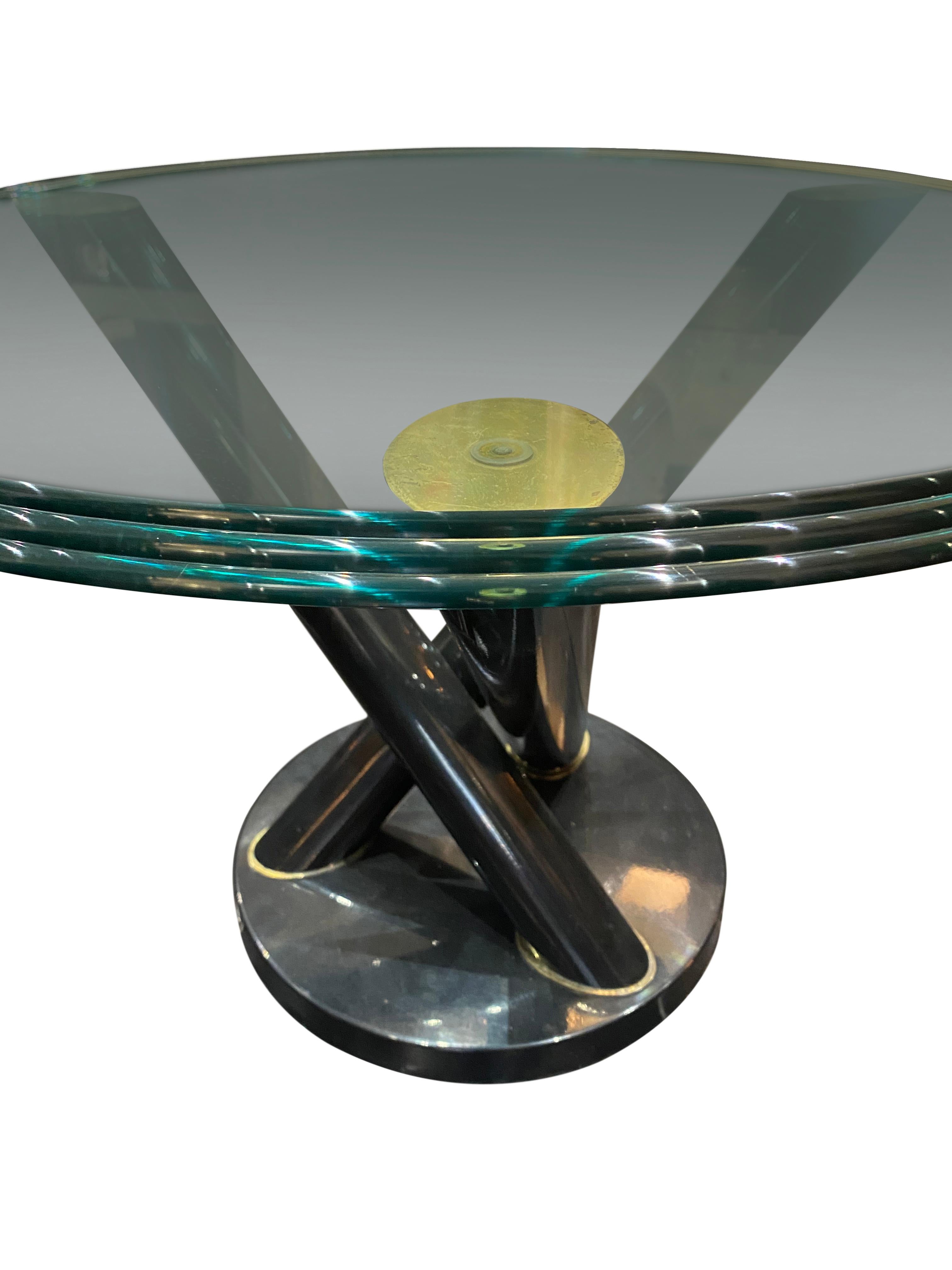 Beveled 1970s Italian Architectural Tripod Side Table For Sale