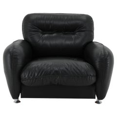 Used 1970s Italian Armchair in Black Leather