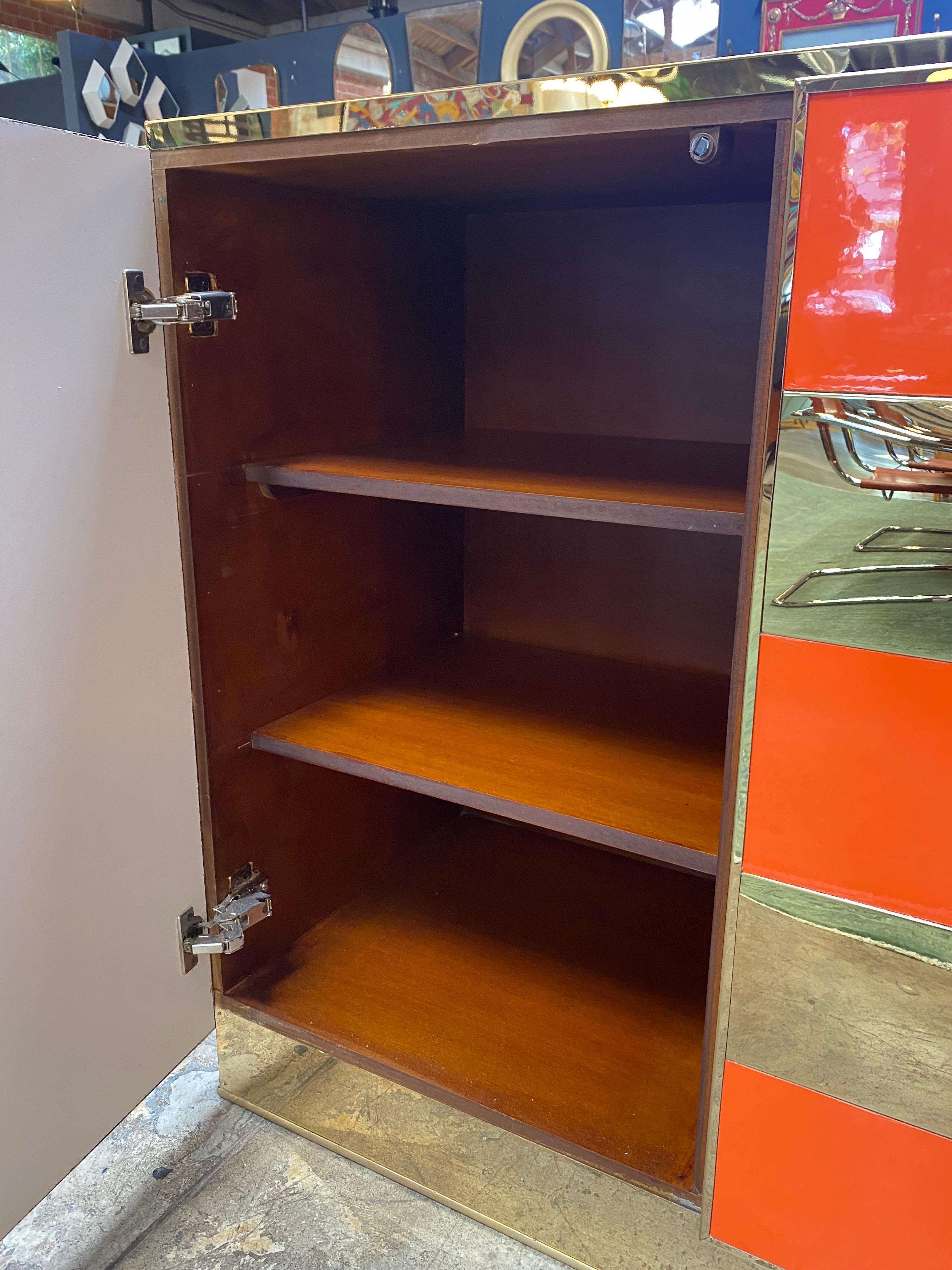 1970s Italian Art Deco Orange Cabinet / Credenza For Sale 3