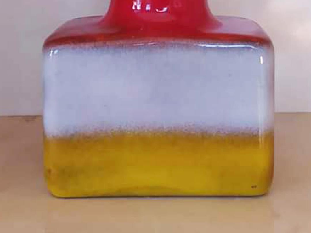 Modern 1970s Italian Astonishing Red White and Yellow Space Age Vase in Ceramic