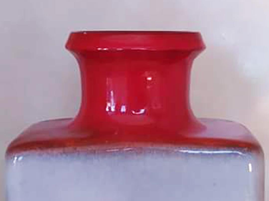European 1970s Italian Astonishing Red White and Yellow Space Age Vase in Ceramic