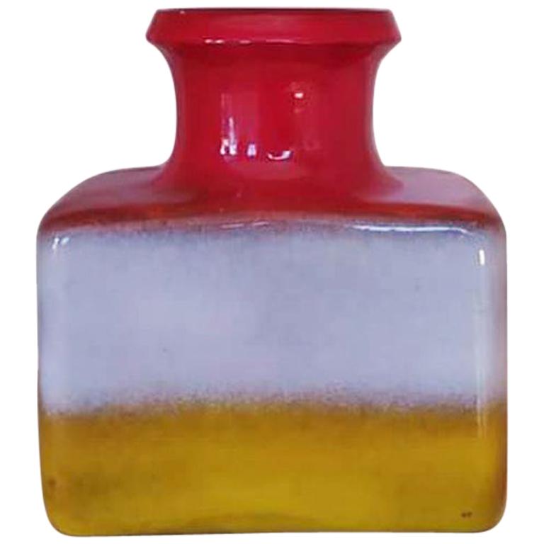 1970s Italian Astonishing Red White and Yellow Space Age Vase in Ceramic