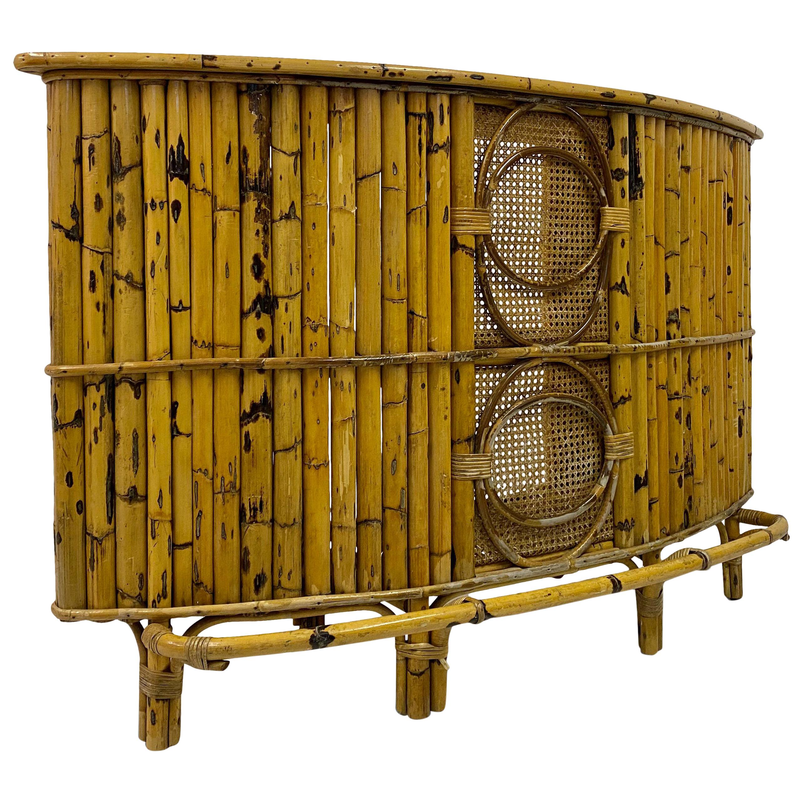 1970s Italian Bamboo and Rattan Cocktail Bar at 1stDibs