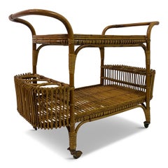 1970s , Italian Bamboo Bar Cart or Drinks Trolley