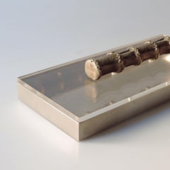 1970s Italian Bamboo Handle Box in Metal and Plexiglass