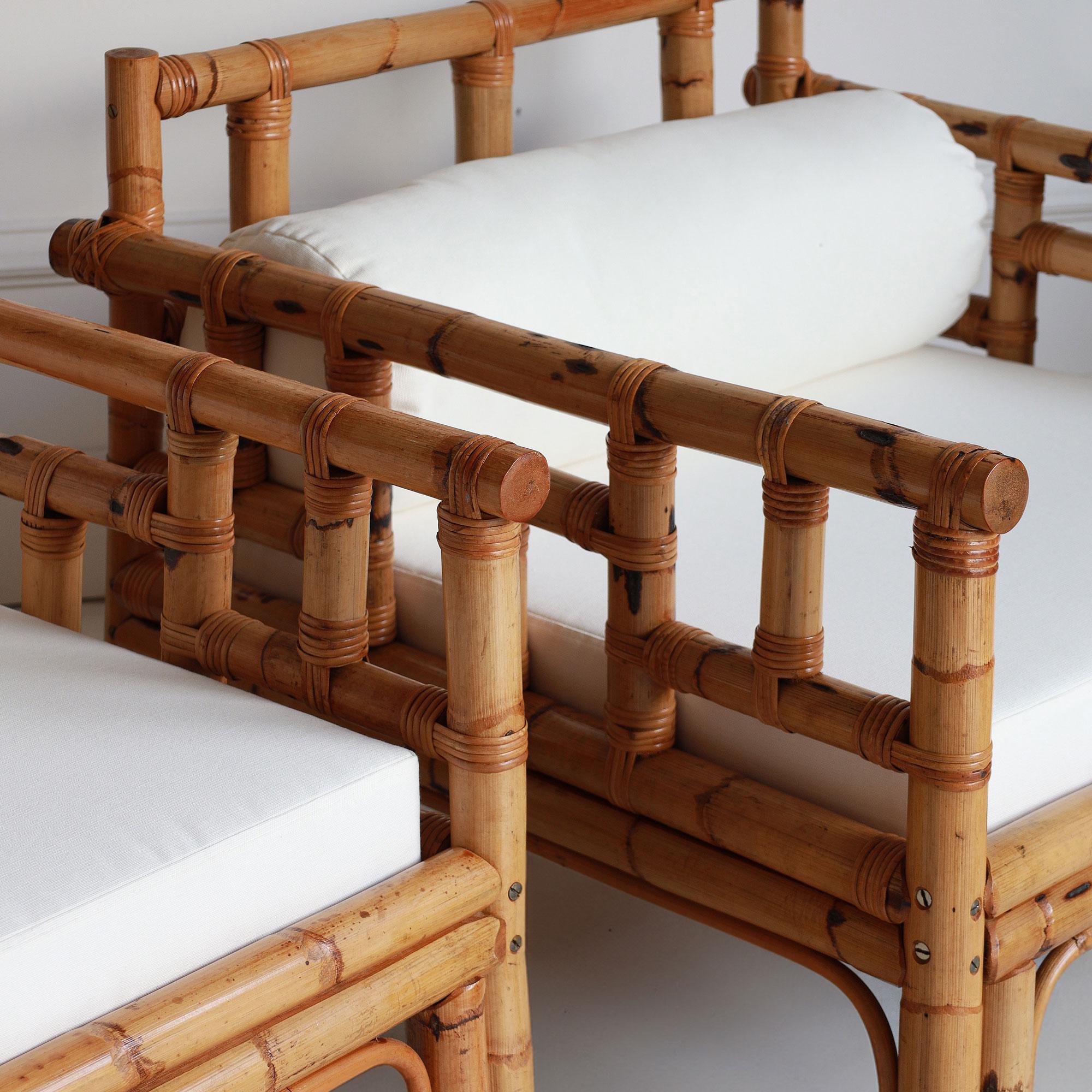 1970s Italian Bamboo Living Room Set For Sale 1