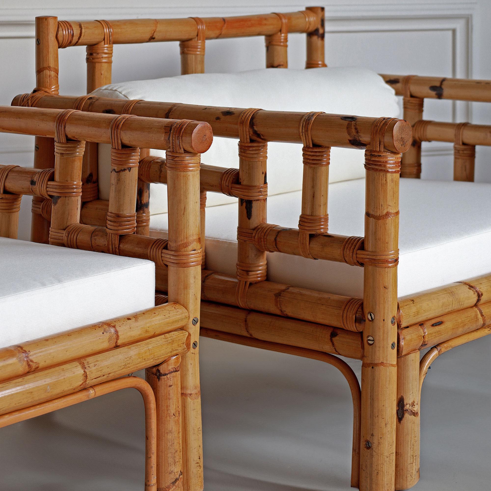 1970s Italian Bamboo Living Room Set For Sale 2