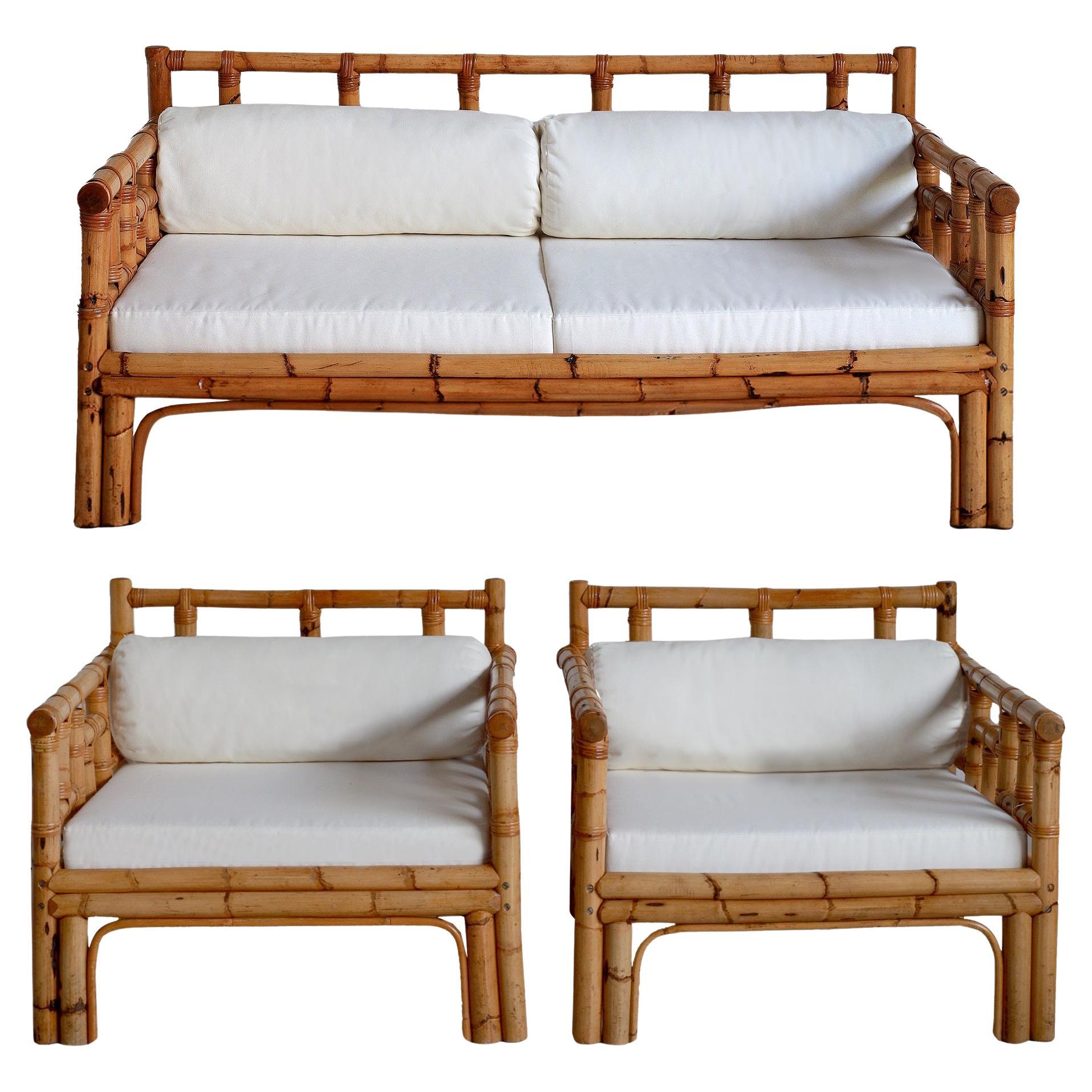 1970s Italian Bamboo Living Room Set
