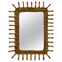 Mid-Century Modern Bamboo Wall Mirror, Italian Design, Circa 1970s