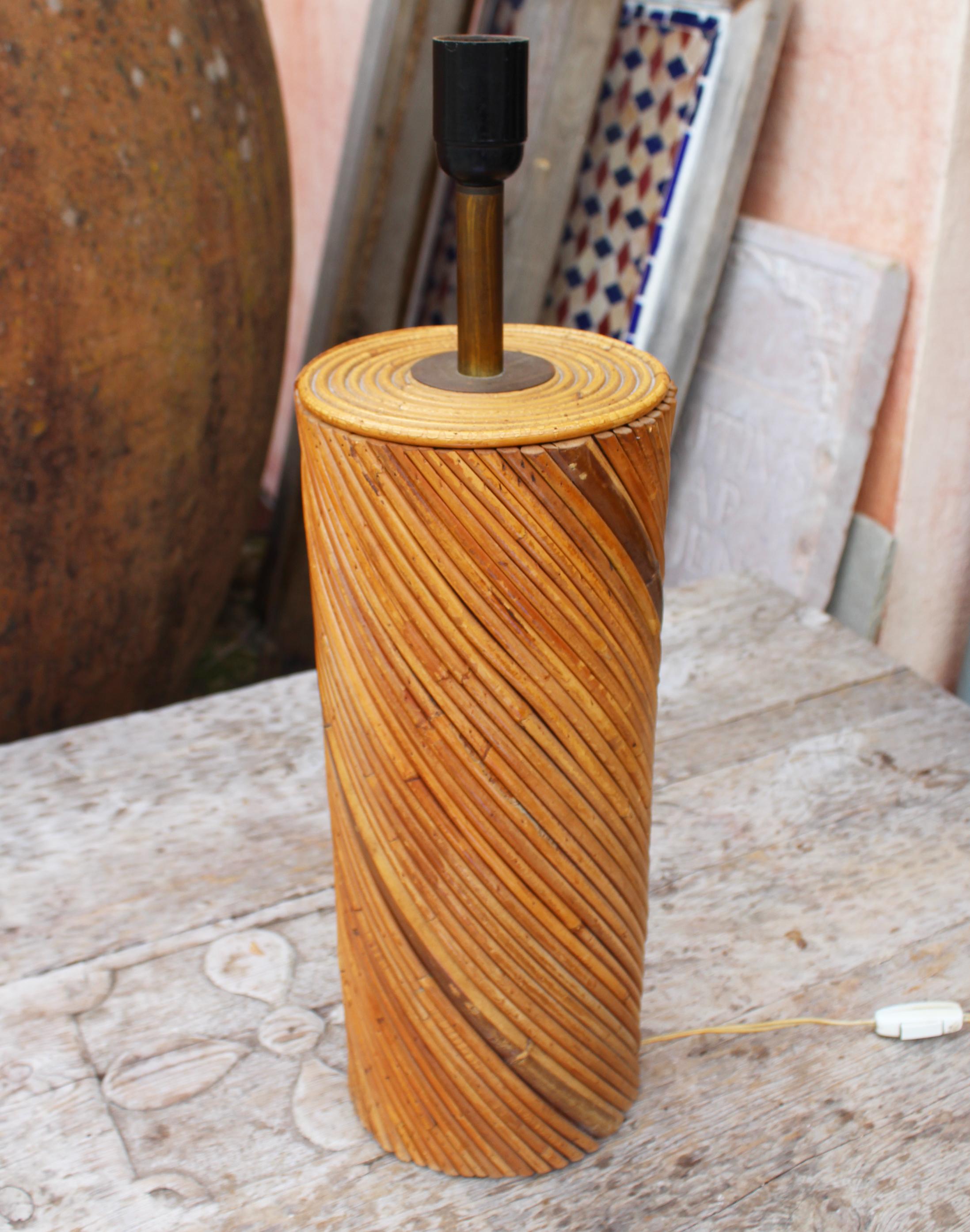 Late 20th Century 1970s Italian Bamboo Table Lamp