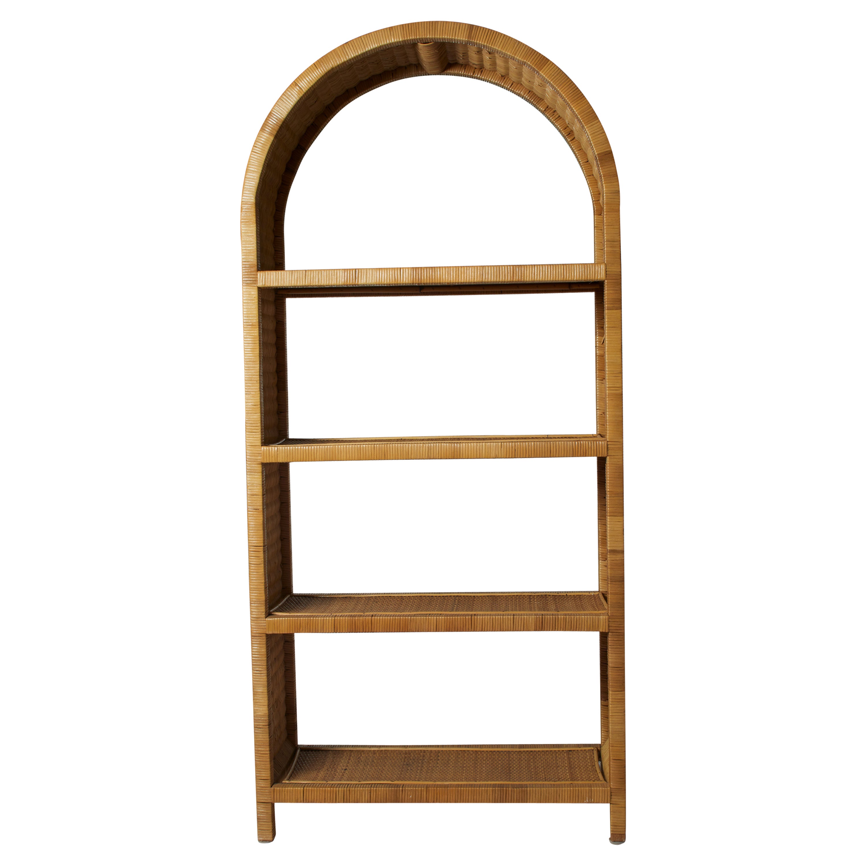 1970s Italian Bamboo & Wicker Etagere