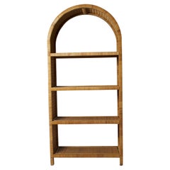 1970s Italian Bamboo & Wicker Etagere