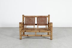 1970s Italian Bamboo & Wicker Loveseat in the Audoux-Minet Style