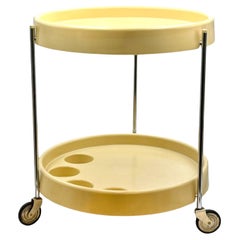 1970s Italian Bar Cart in Beige Plastic by Dal Vera with Bottle Holder