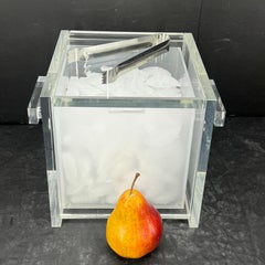 1970's Italian Barware Cube Ice Bucket in Thick Lucite