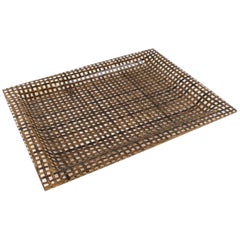 1970s Italian Barware Tray Lucite and Dark Rattan
