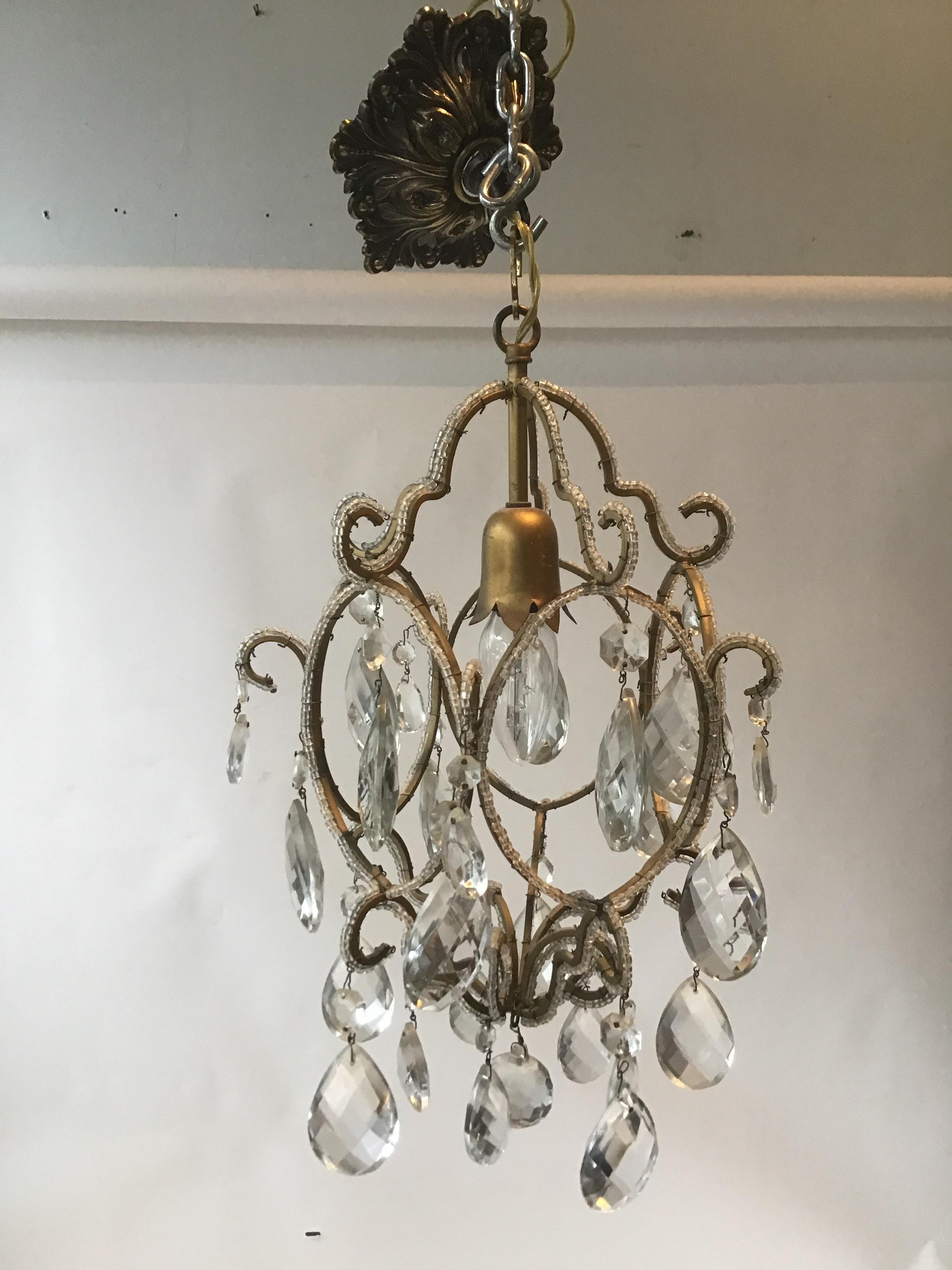 1970s Italian beaded small chandelier.