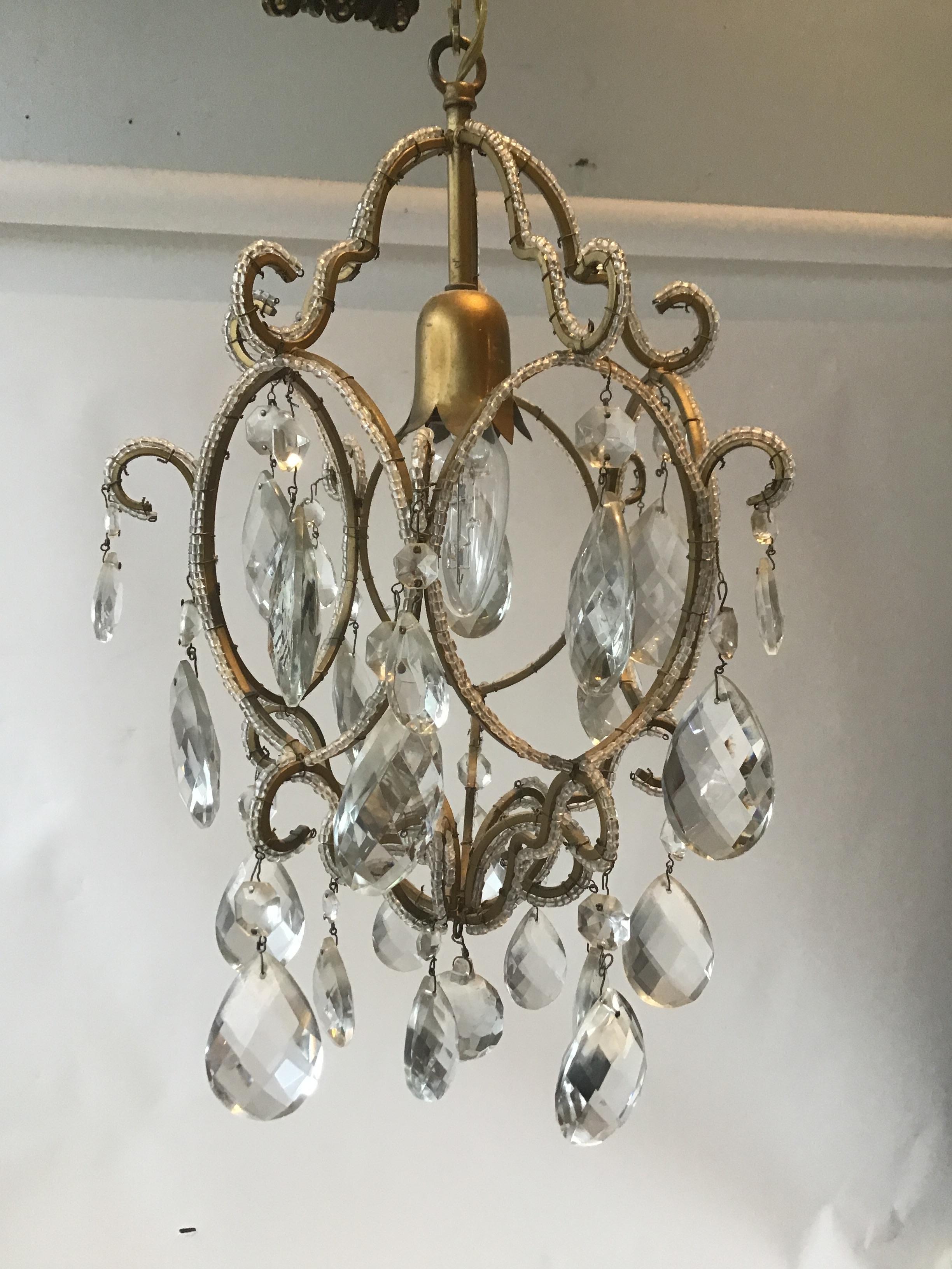 1970s Italian Beaded Small Chandelier In Good Condition In Tarrytown, NY