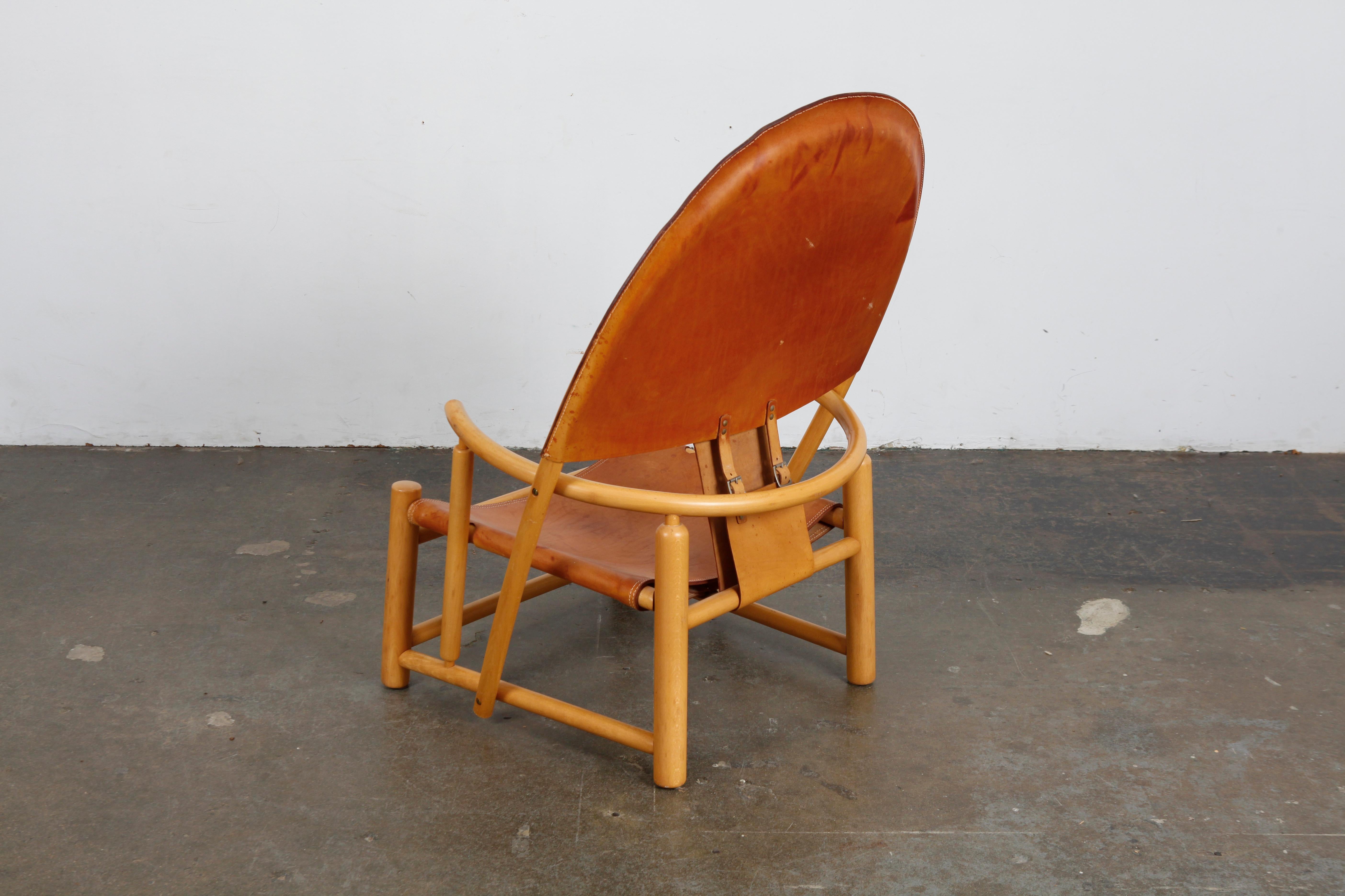 1970s Italian Beech Lounge Chair by Piero Palange and Werther Toffoloni In Good Condition For Sale In North Hollywood, CA