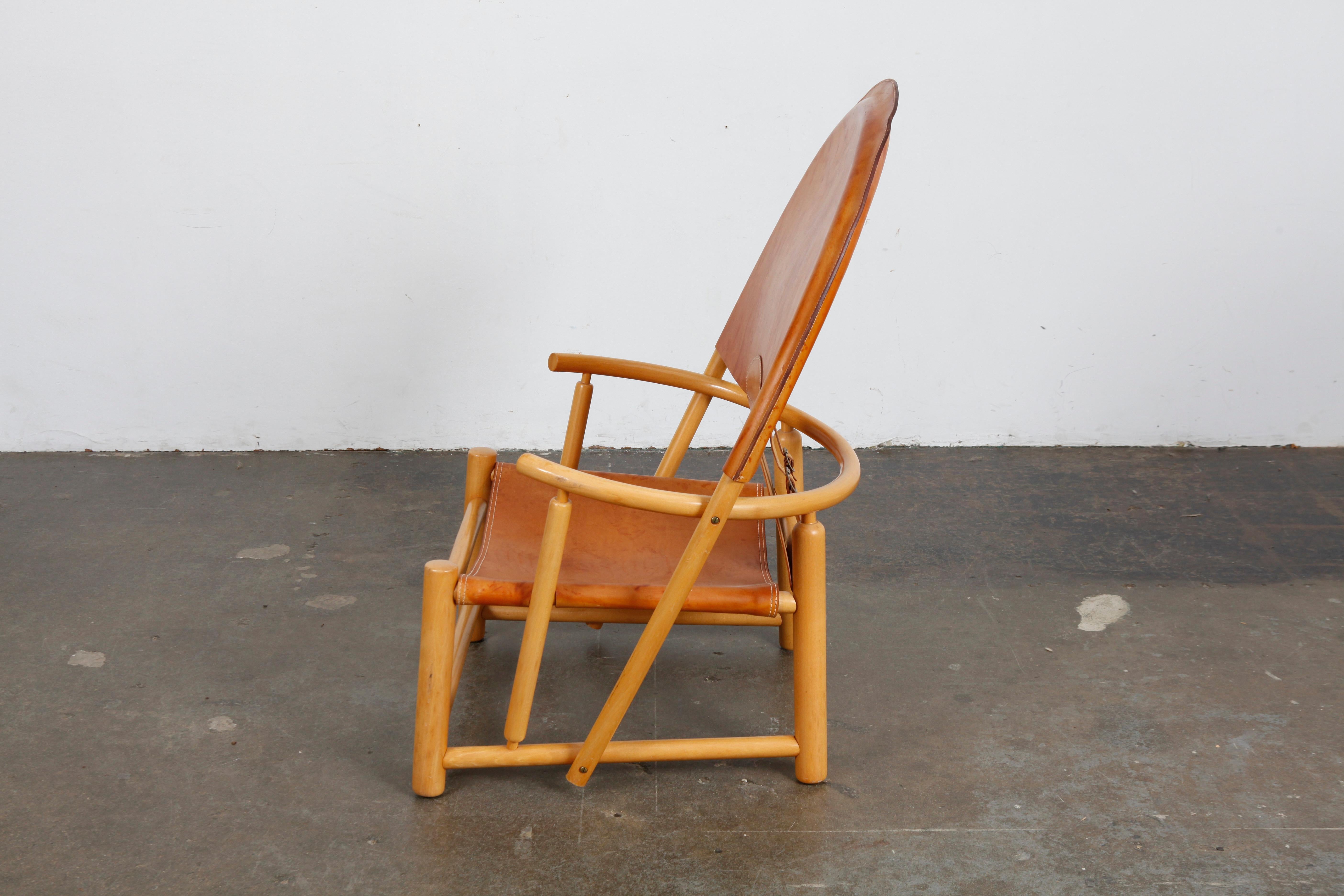 Late 20th Century 1970s Italian Beech Lounge Chair by Piero Palange and Werther Toffoloni For Sale
