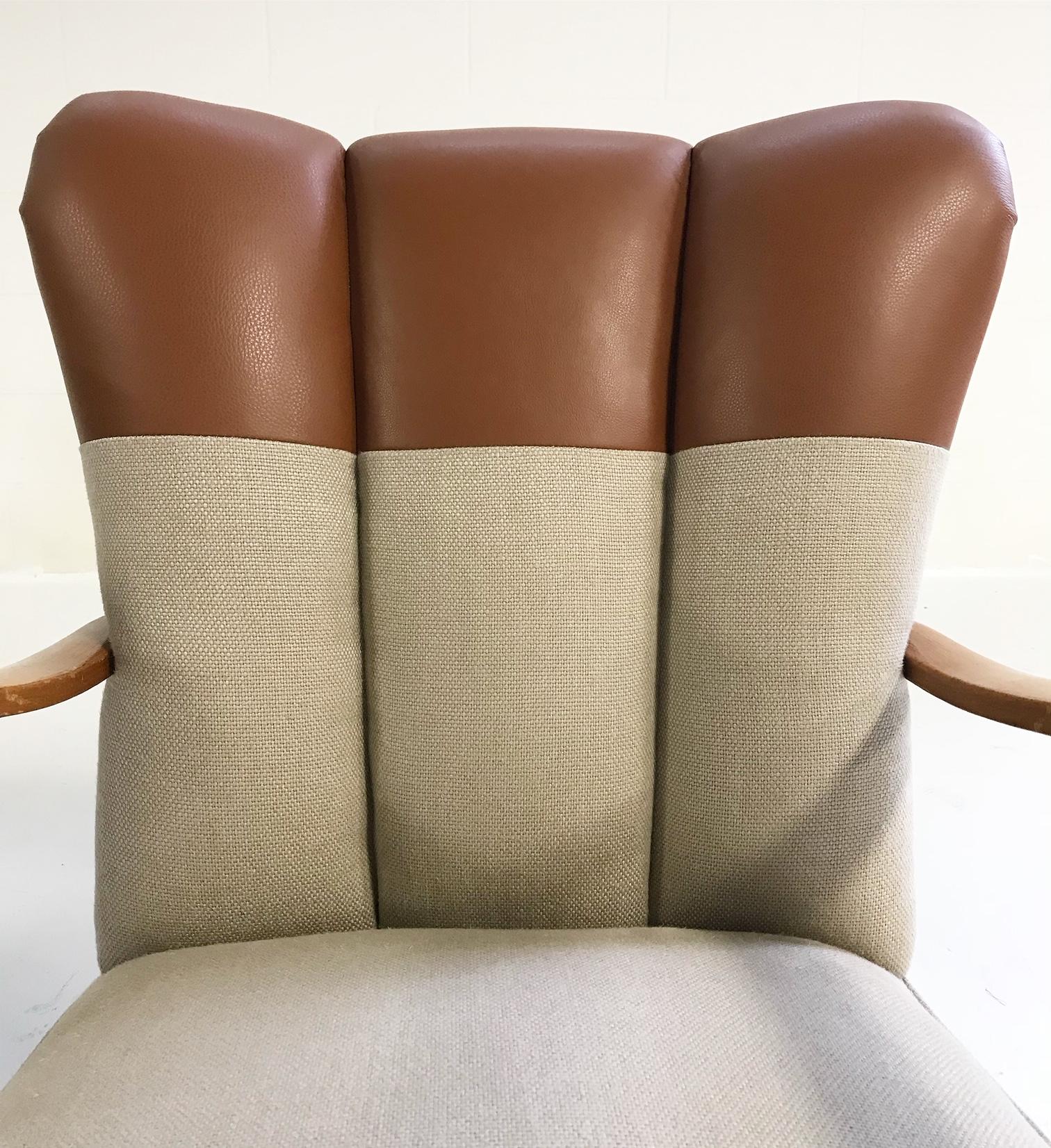1970s, Italian Bentwood Armchairs Restored in Loro Piana Leather and Linen 1