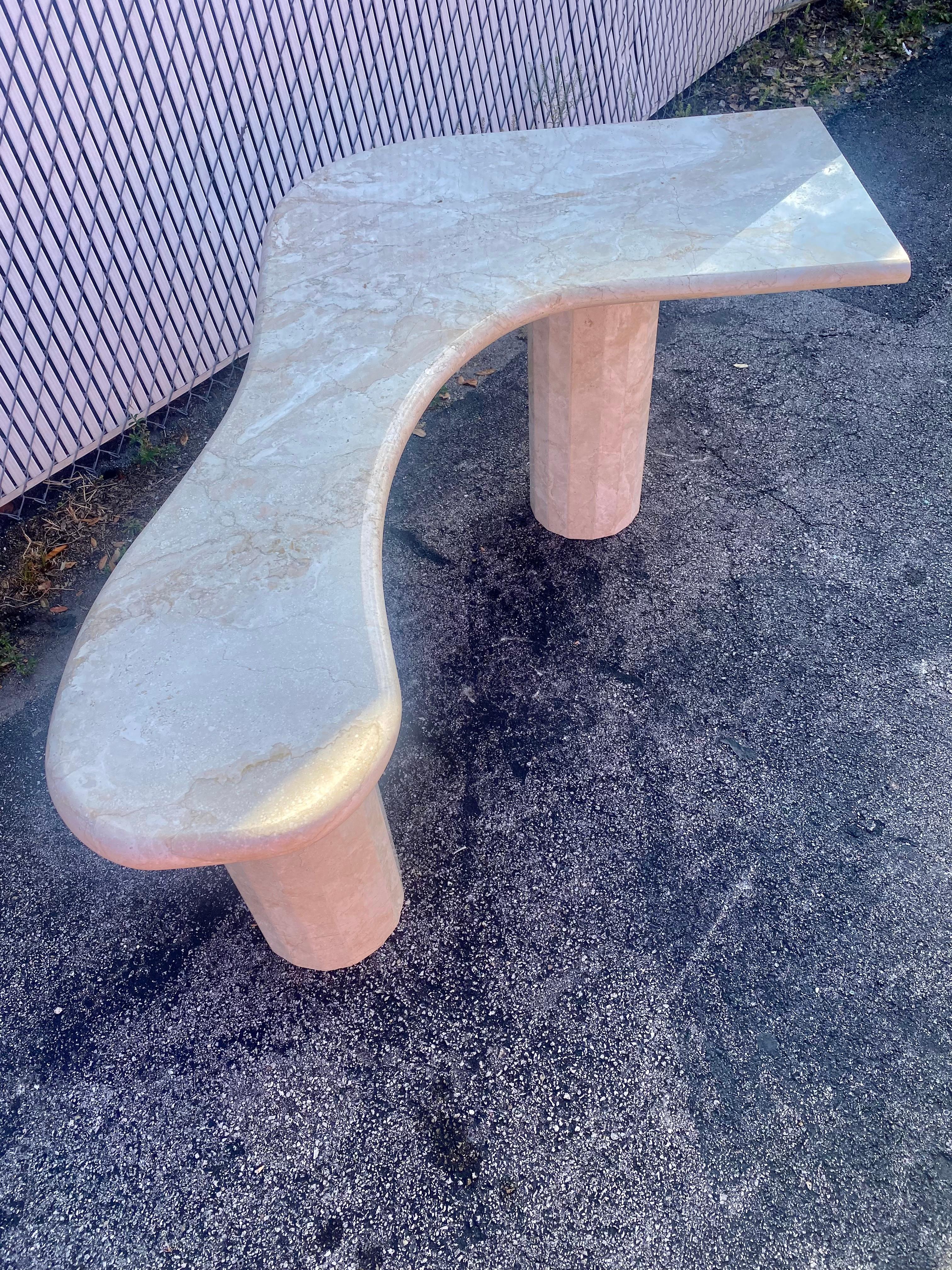 1960s Italian Biomorphic Sculptural Double Octagonal Pedestal Marble Desk For Sale 10