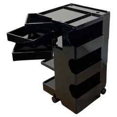 1970s Italian Black ABS Plastic Boby Trolley by Joe Colombo, Bieffeplast