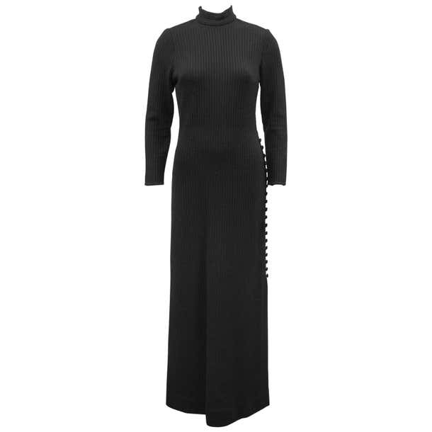 1970's Italian Black Knit Gown For Sale at 1stDibs