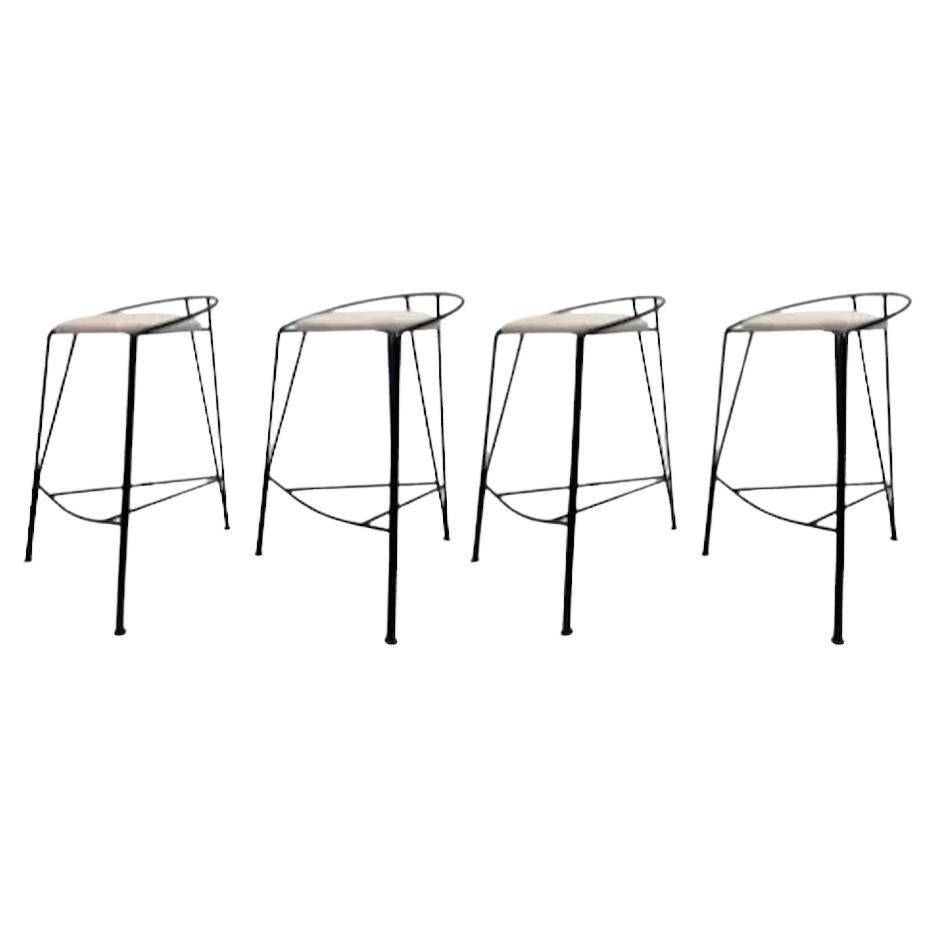 1970s Italian Black Metal & Boucle Barstools