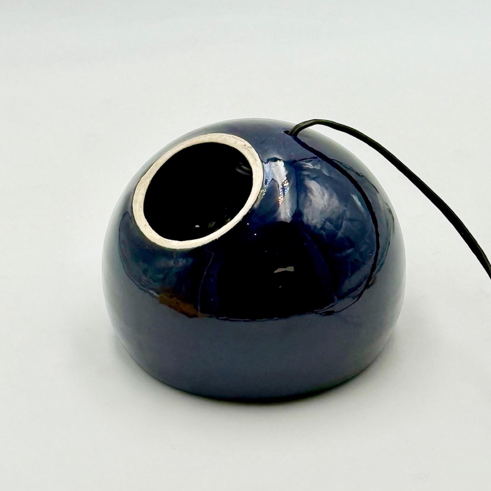 1970s Italian Blue Ceramic Table or Bedside Lamp Space Age Design For Sale 7