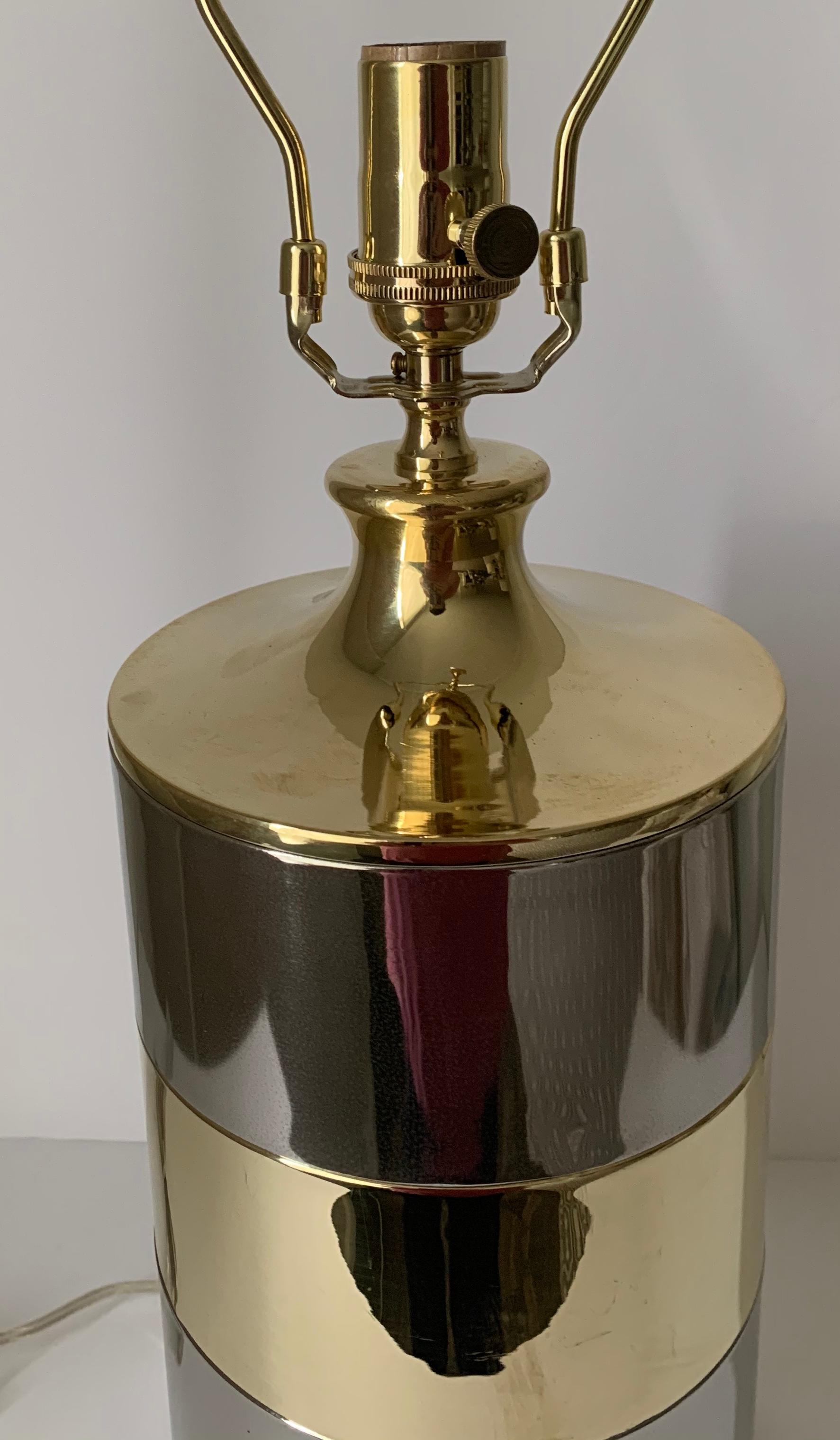 Modern 1970s Italian Brass and Chrome Lamp