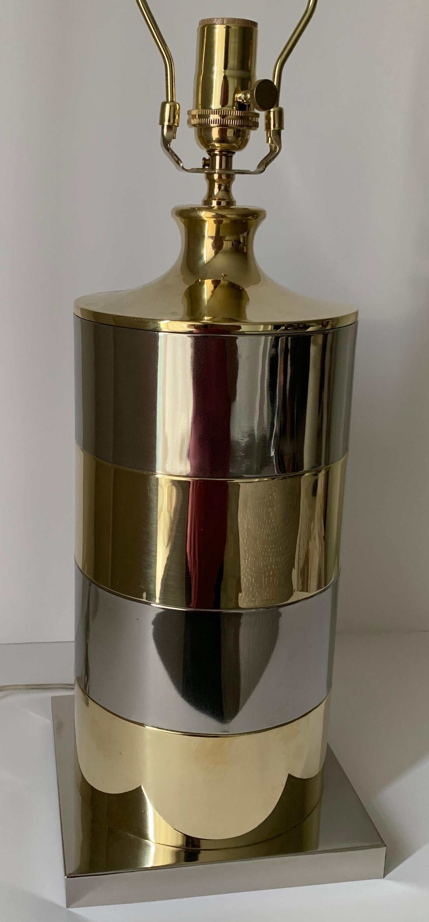 1970s Italian Brass and Chrome Lamp In Good Condition In Stamford, CT