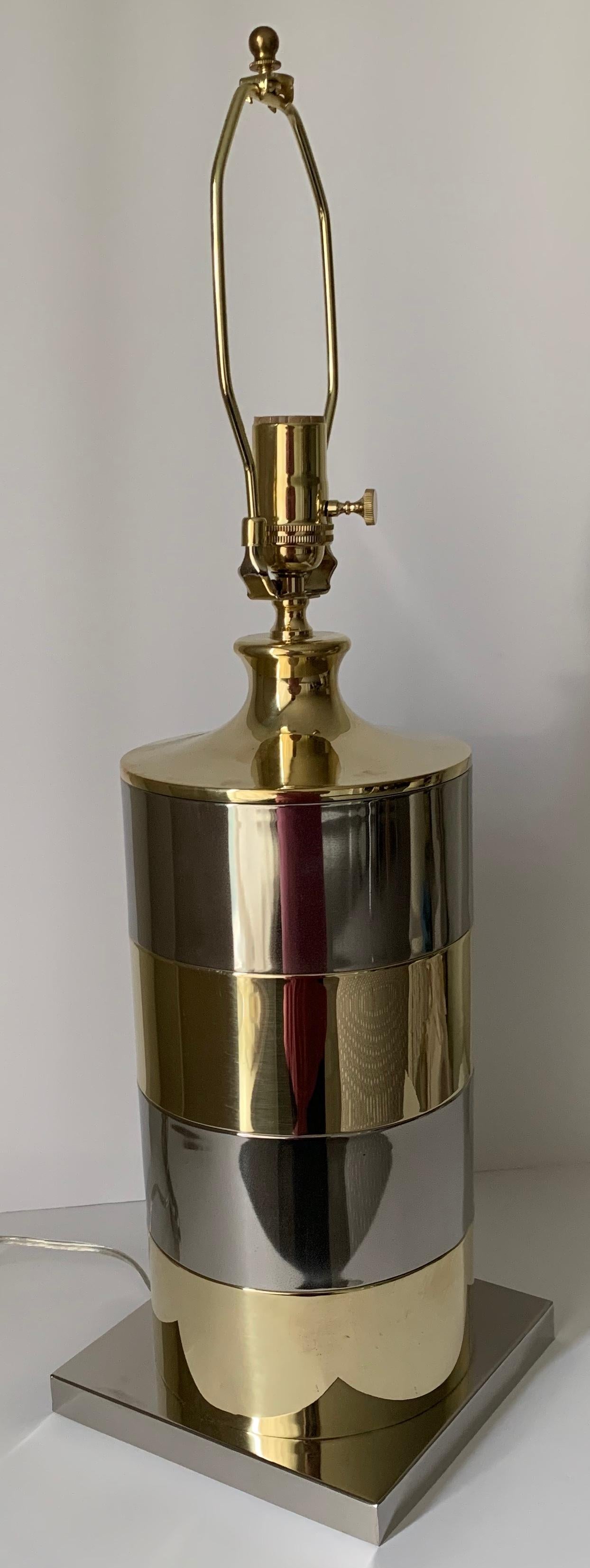 Late 20th Century 1970s Italian Brass and Chrome Lamp