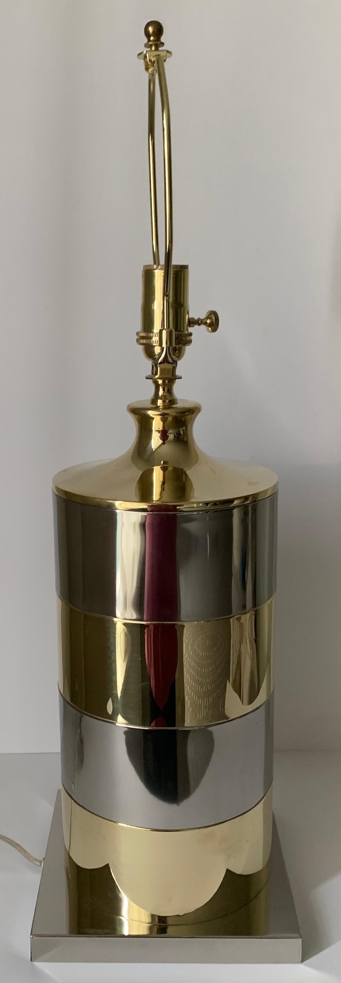 1970s Italian Brass and Chrome Lamp 1