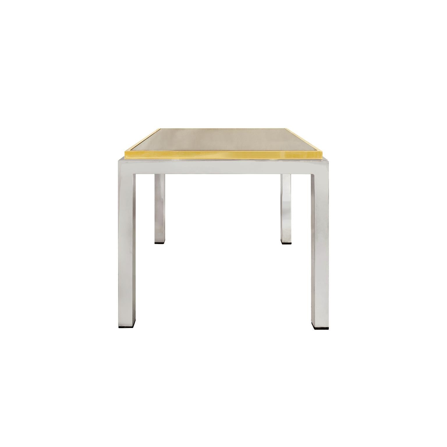 1970s Italian Brass and Chrome Side Table by Romeo Rega For Sale