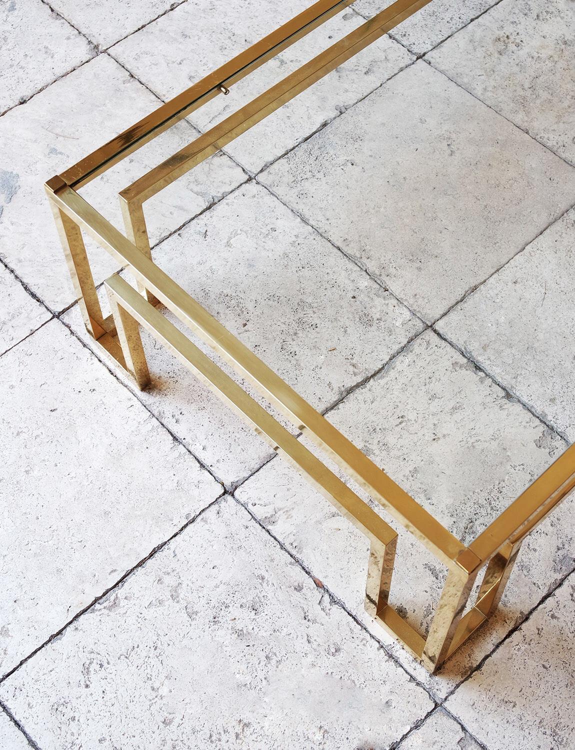 1970s Italian Brass and Glass Coffee Table For Sale 1