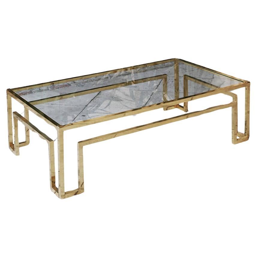 1970s Italian Brass and Glass Coffee Table For Sale