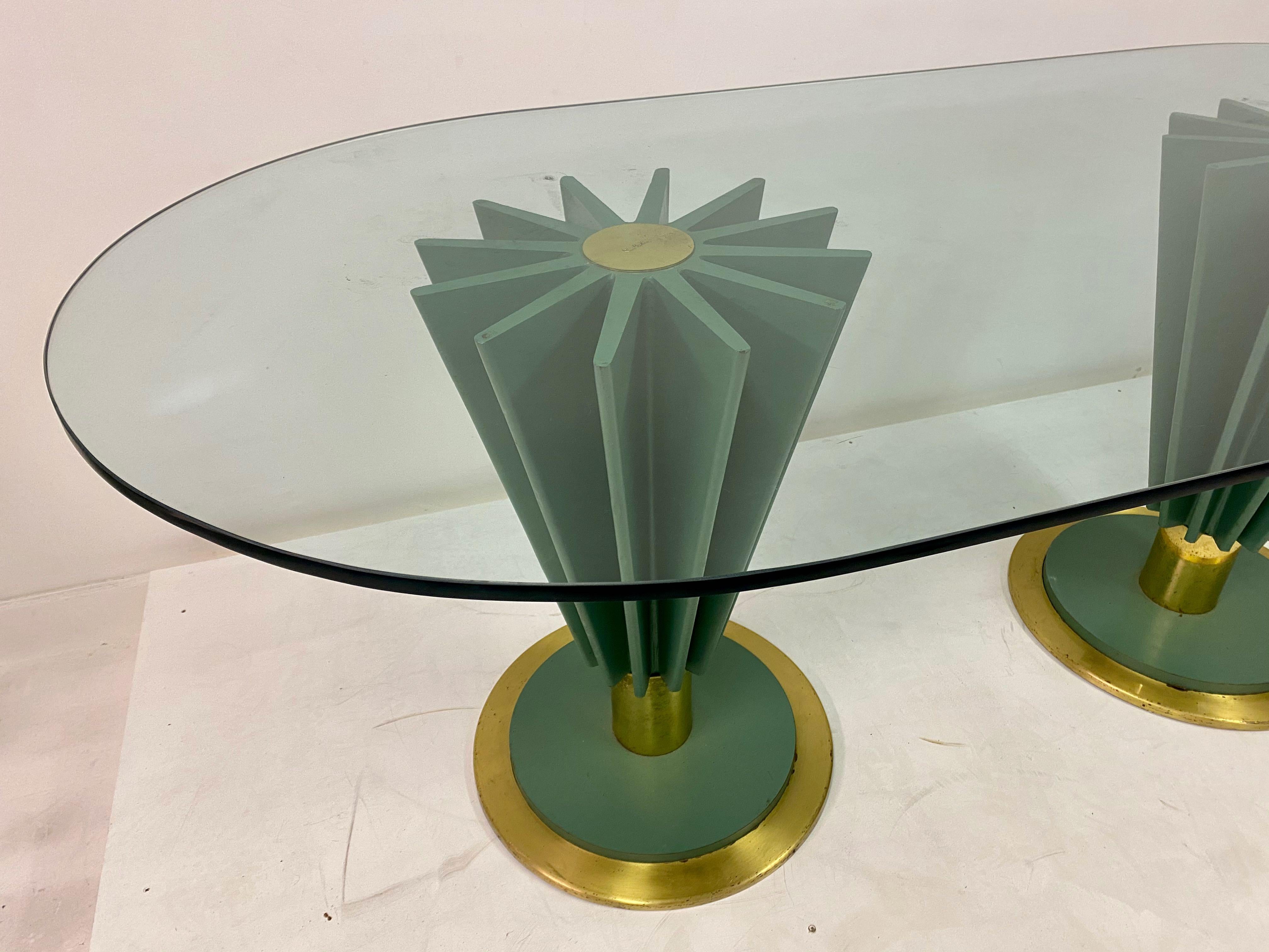 Mid-Century Modern 1970s Italian Brass and Iron Dining Table by Pierre Cardin