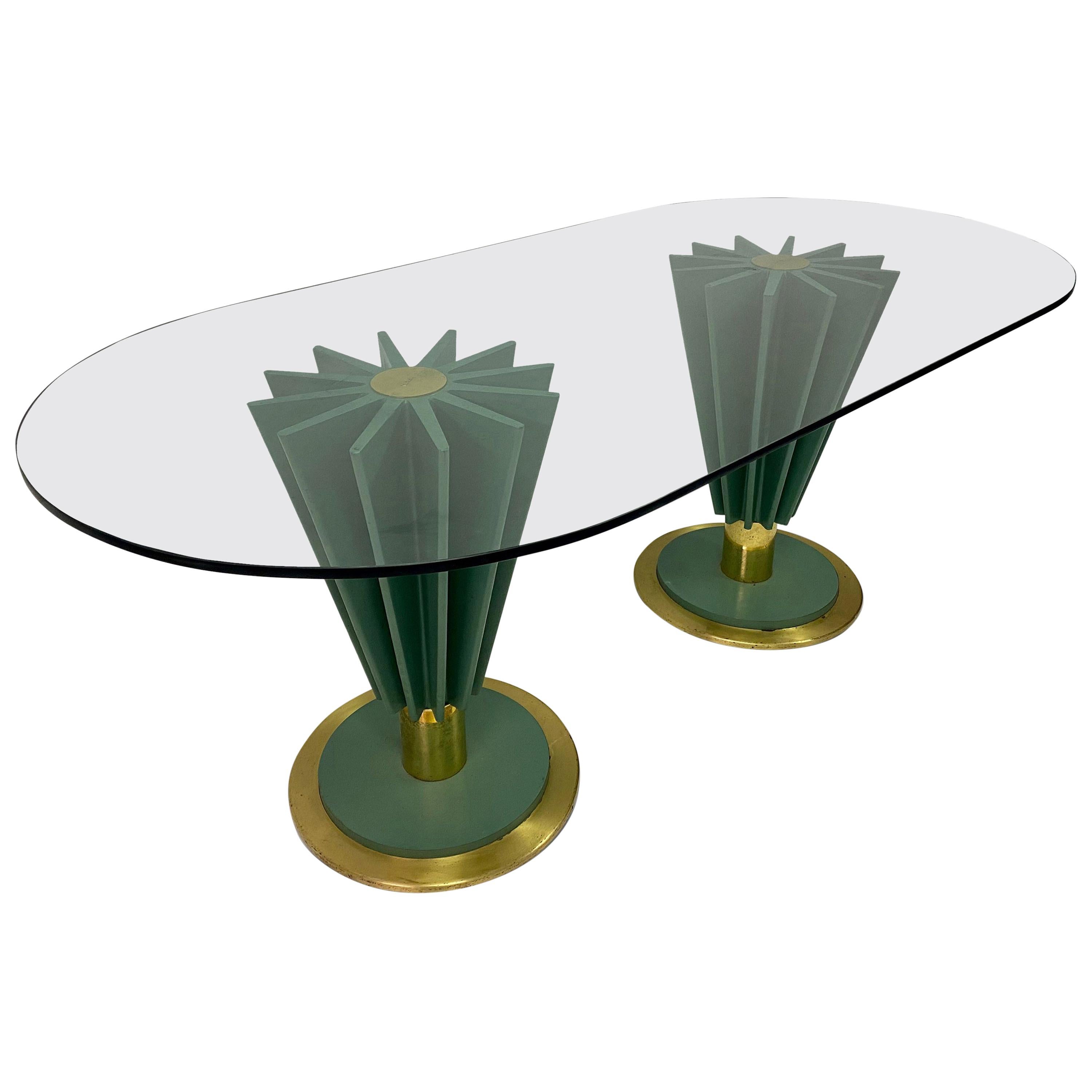 1970s Italian Brass and Iron Dining Table by Pierre Cardin